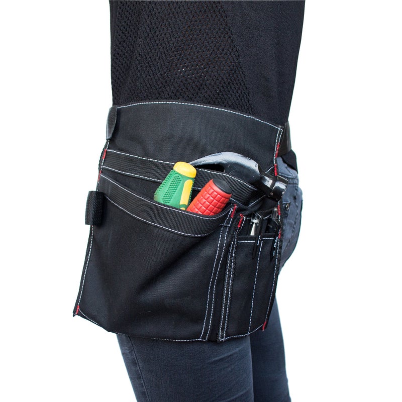 MDSTOP Tool Pouch MDSTOP Single Side Apron with 5 Pockets and 1 Hammer Loop, Fits for Hammer, Pencils, Screwdrivers etc. (Black) - Image 5